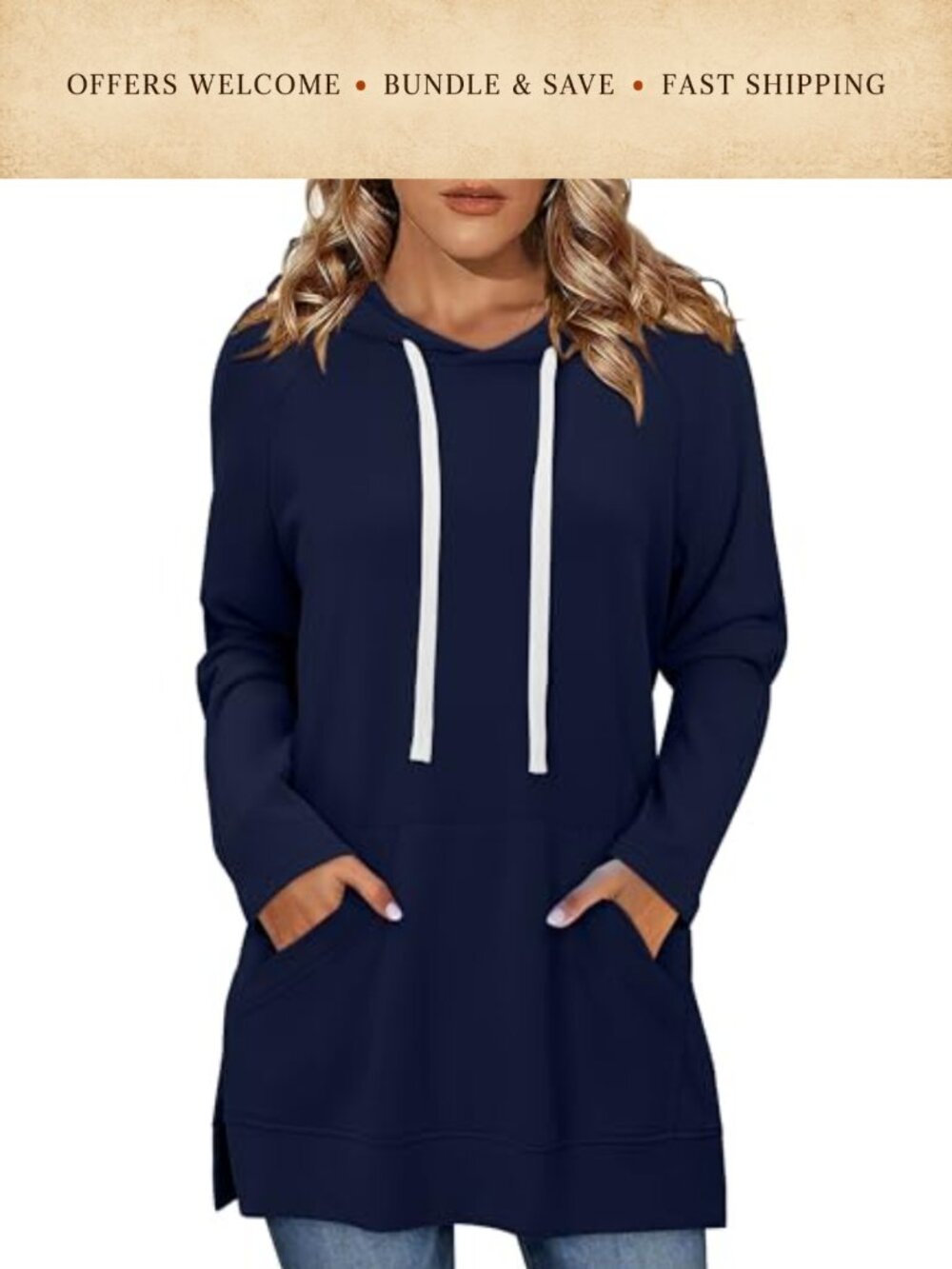 Oversized Loose Fit Drawstring Hoodie Sweatshirt Long Sleeve Pocket